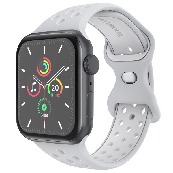 imoshion Sport⁺ bandje Apple Watch Series 1-9 / SE - 38/40/41 mm / Series 10 - 42 mm - Maat S/M - Pure Platinum & White