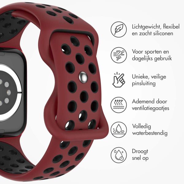 imoshion Sport⁺ bandje Apple Watch Series 1-9 / SE - 38/40/41 mm / Series 10 - 42 mm - Maat S/M - Wine Red & Black