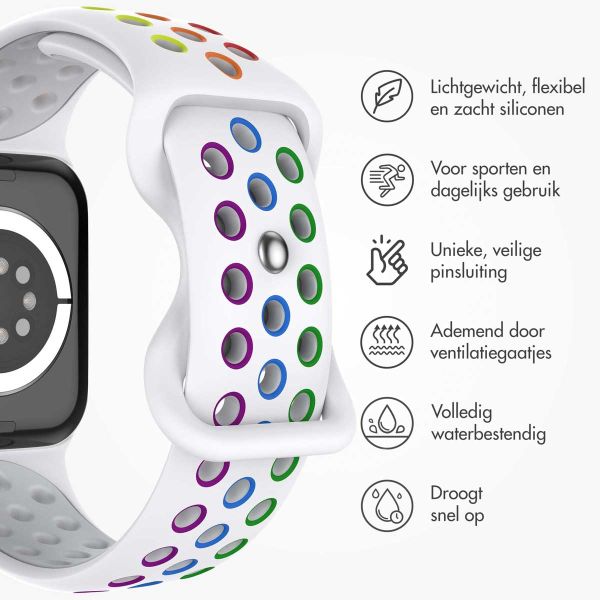 imoshion Sport⁺ bandje Apple Watch Series 1-9 / SE - 38/40/41 mm / Series 10 - 42 mm - Maat S/M - White Rainbow