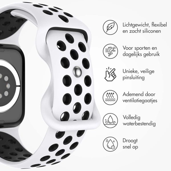 imoshion Sport⁺ bandje Apple Watch Series 1-9 / SE / Ultra (2) - 42/44/45/49 mm - Maat S/M - Pure Platinum & Black