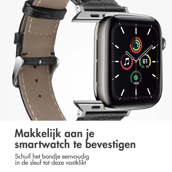 imoshion Lederen krokodil bandje Apple Watch Series 1-9 / SE - 38/40/41 mm / Series 10 - 42 mm - Zwart