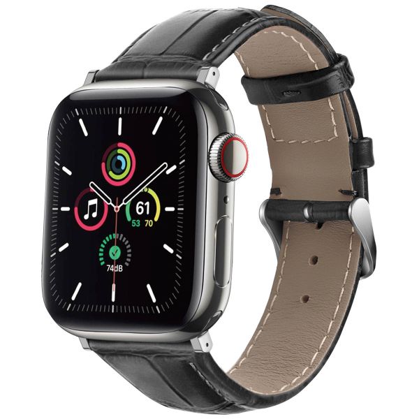 imoshion Lederen krokodil bandje Apple Watch Series 1-9 / SE - 38/40/41 mm / Series 10 - 42 mm - Zwart