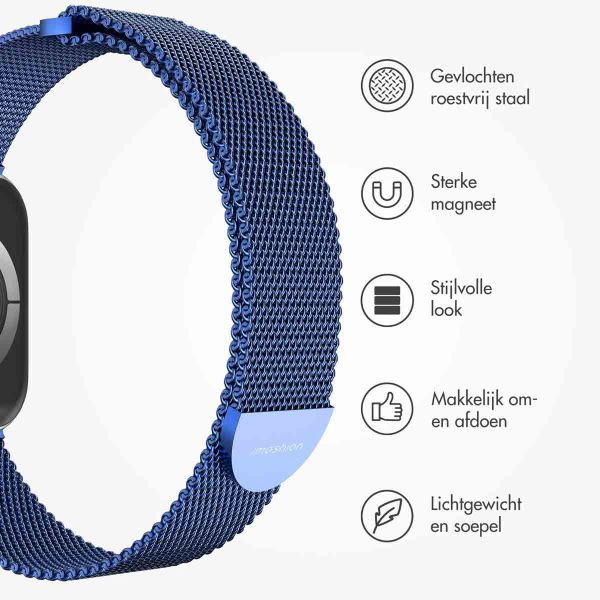 imoshion Milanees magnetisch bandje Apple Watch Series 1-9 / SE - 38/40/41 mm / Series 10 - 42 mm - Maat S - Blauw