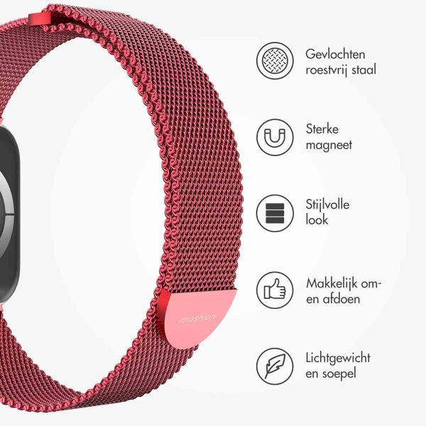 imoshion Milanees magnetisch bandje Apple Watch Series 1-9 / SE - 38/40/41 mm / Series 10 - 42 mm - Maat S - Rood