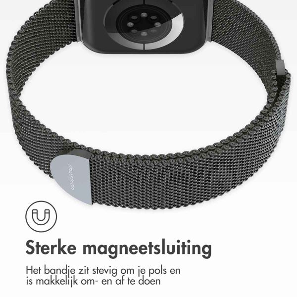 imoshion Milanees magnetisch bandje Apple Watch Series 1-9 / SE - 38/40/41 mm / Series 10 - 42 mm - Maat S - Space Grey