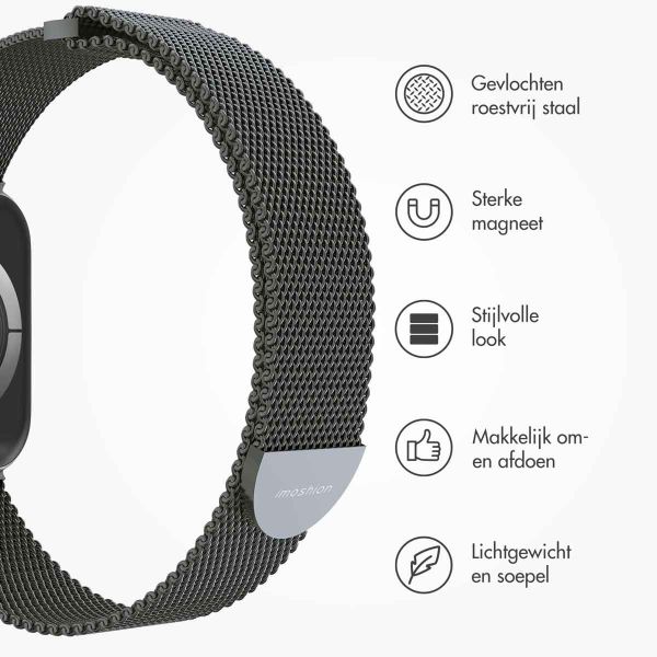 imoshion Milanees magnetisch bandje Apple Watch Series 1-9 / SE - 38/40/41 mm / Series 10 - 42 mm - Maat S - Space Grey