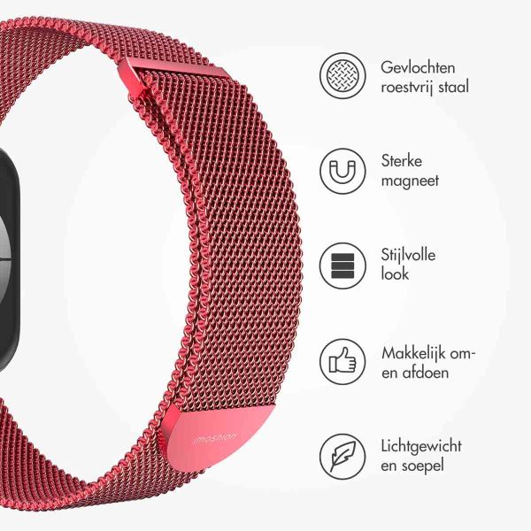 imoshion Milanees magnetisch bandje Apple Watch Series 1-9 / SE - 38/40/41 mm / Series 10 - 42 mm - Maat M - Rood