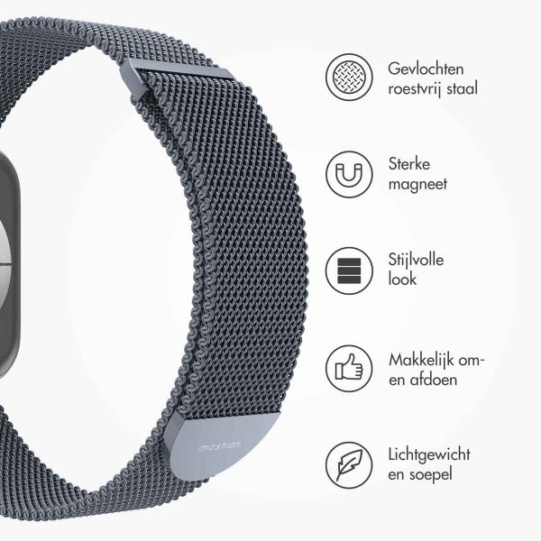 imoshion Milanees magnetisch bandje Apple Watch Series 1-9 / SE - 38/40/41 mm / Series 10 - 42 mm - Maat M - Grijs