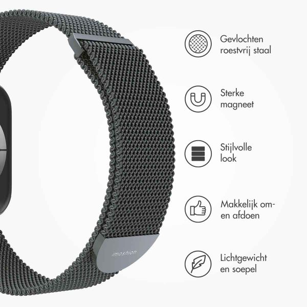 imoshion Milanees magnetisch bandje Apple Watch Series 1-9 / SE - 38/40/41 mm / Series 10 - 42 mm - Maat M - Space Grey