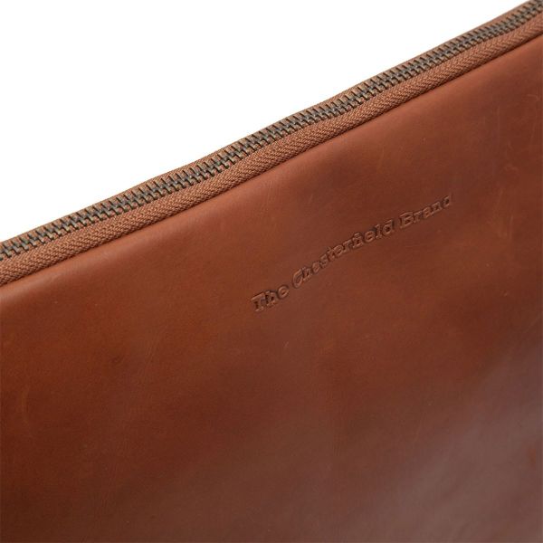 The Chesterfield Brand Clinton Laptop hoes 14 inch - Laptopsleeve - Echt leer - Cognac