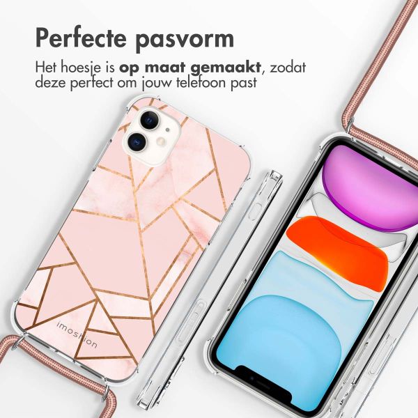 imoshion Design hoesje met koord iPhone 11 - Grafisch Koper - Roze / Goud