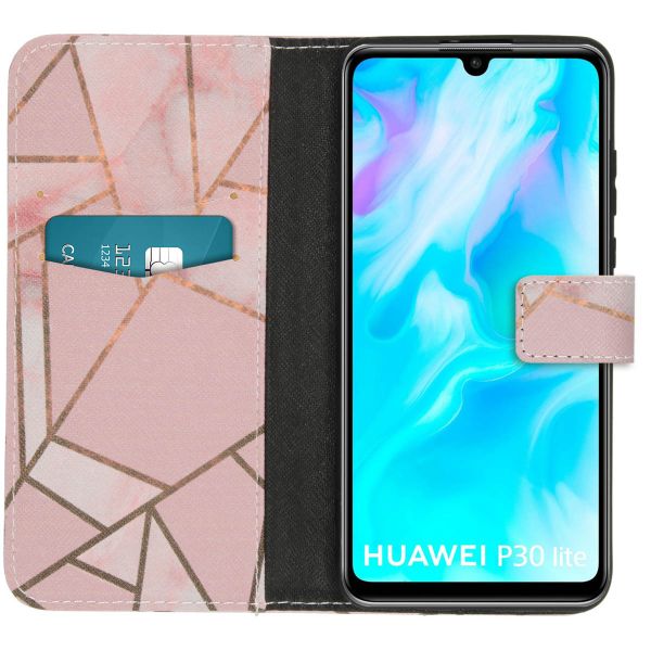 imoshion Design Softcase Bookcase Huawei P30 Lite - Pink Graphic