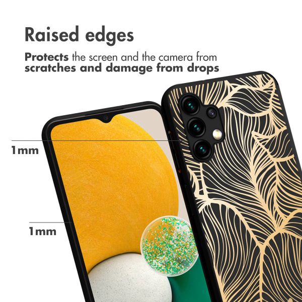 imoshion Design hoesje Samsung Galaxy A13 (5G) / A04s - Bladeren / Zwart