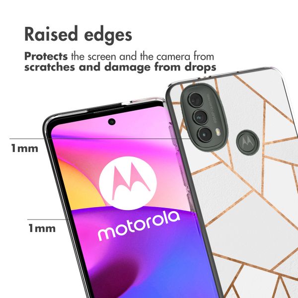 imoshion Design hoesje Motorola Moto E30 / E40 - Grafisch Koper / Wit