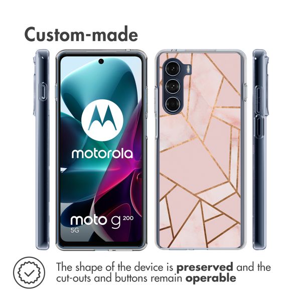 imoshion Design hoesje Motorola Moto G200 - Grafisch Koper / Roze