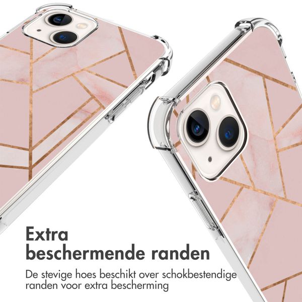 imoshion Design hoesje met koord iPhone 14 - Grafisch Koper - Roze / Goud