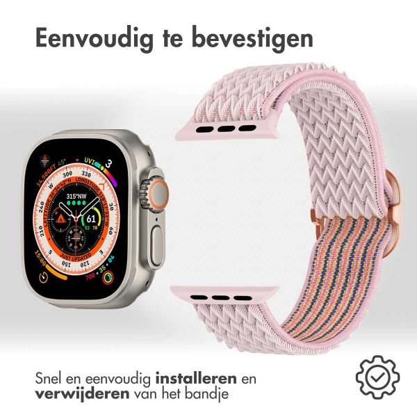 imoshion Elastisch nylon bandje Apple Watch Series 1-10 / SE / Ultra (2) - 42/44/45/46/49 mm - Roze