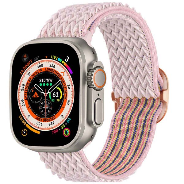 imoshion Elastisch nylon bandje Apple Watch Series 1-10 / SE / Ultra (2) - 42/44/45/46/49 mm - Roze