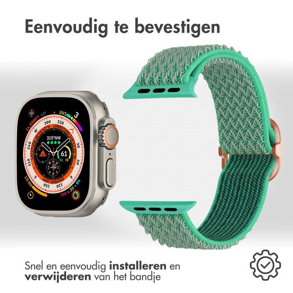 imoshion Elastisch nylon bandje Apple Watch Series 1-10 / SE / Ultra (2) - 42/44/45/46/49 mm - Turquoise