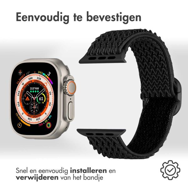 imoshion Elastisch nylon bandje Apple Watch Series 1-10 / SE / Ultra (2) - 42/44/45/46/49 mm - Zwart