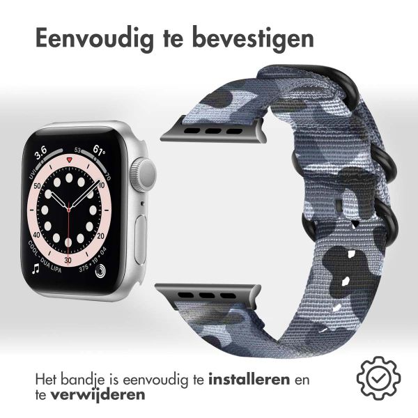 imoshion Nylon bandje Apple Watch Series 1-9 / SE - 38/40/41 mm / Series 10 - 42 mm - Camouflage Grijs