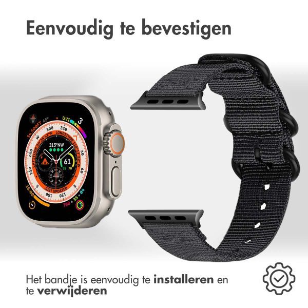 imoshion Nylon bandje Apple Watch Series 1-10 / SE / Ultra (2) - 42/44/45/46/49 mm - Zwart