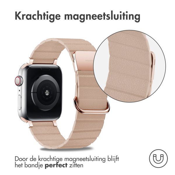 imoshion Magnetisch lederen bandje Apple Watch Series 1-9 / SE - 38/40/41 mm / Series 10 - 42 mm - Beige