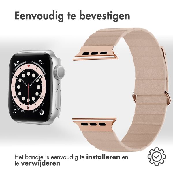 imoshion Magnetisch lederen bandje Apple Watch Series 1-9 / SE - 38/40/41 mm / Series 10 - 42 mm - Beige