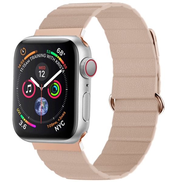 imoshion Magnetisch lederen bandje Apple Watch Series 1-9 / SE - 38/40/41 mm / Series 10 - 42 mm - Beige