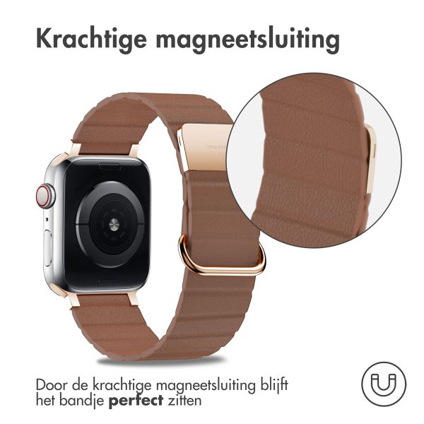 imoshion Magnetisch lederen bandje Apple Watch Series 1-9 / SE - 38/40/41 mm / Series 10 - 42 mm - Bruin