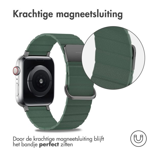 imoshion Magnetisch lederen bandje Apple Watch Series 1-9 / SE - 38/40/41 mm / Series 10 - 42 mm - Groen