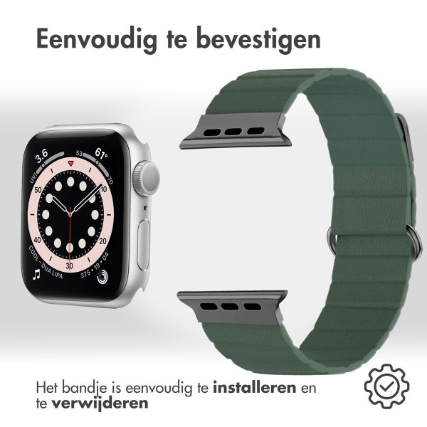 imoshion Magnetisch lederen bandje Apple Watch Series 1-9 / SE - 38/40/41 mm / Series 10 - 42 mm - Groen