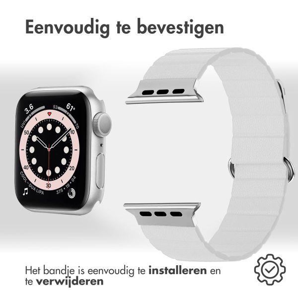 imoshion Magnetisch lederen bandje Apple Watch Series 1-9 / SE - 38/40/41 mm / Series 10 - 42 mm - Wit