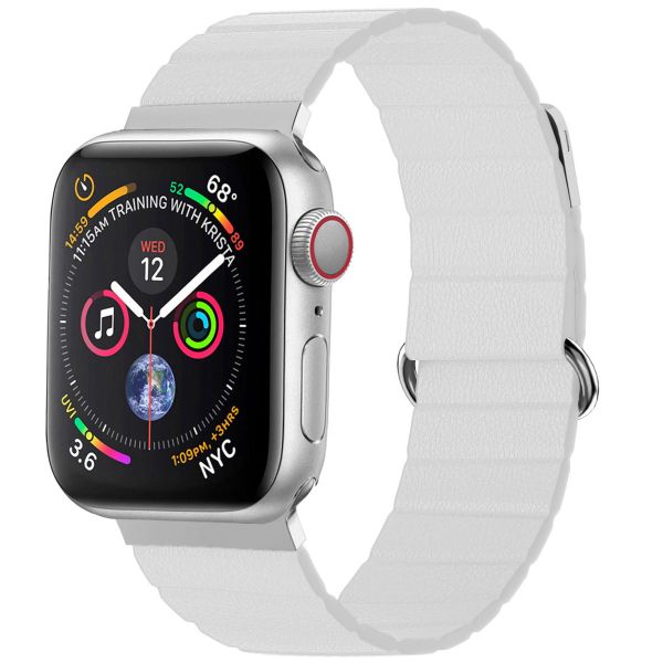 imoshion Magnetisch lederen bandje Apple Watch Series 1-9 / SE - 38/40/41 mm / Series 10 - 42 mm - Wit