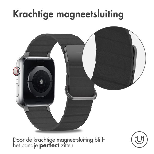 imoshion Magnetisch lederen bandje Apple Watch Series 1-9 / SE - 38/40/41 mm / Series 10 - 42 mm - Zwart