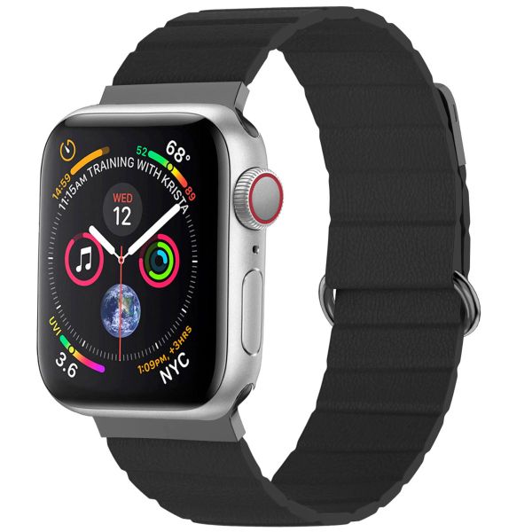 imoshion Magnetisch lederen bandje Apple Watch Series 1-9 / SE - 38/40/41 mm / Series 10 - 42 mm - Zwart