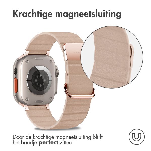 imoshion Magnetisch lederen bandje Apple Watch Series 1-10 / SE / Ultra (2) - 42/44/45/46/49 mm - Beige