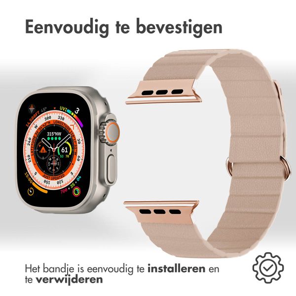 imoshion Magnetisch lederen bandje Apple Watch Series 1-10 / SE / Ultra (2) - 42/44/45/46/49 mm - Beige