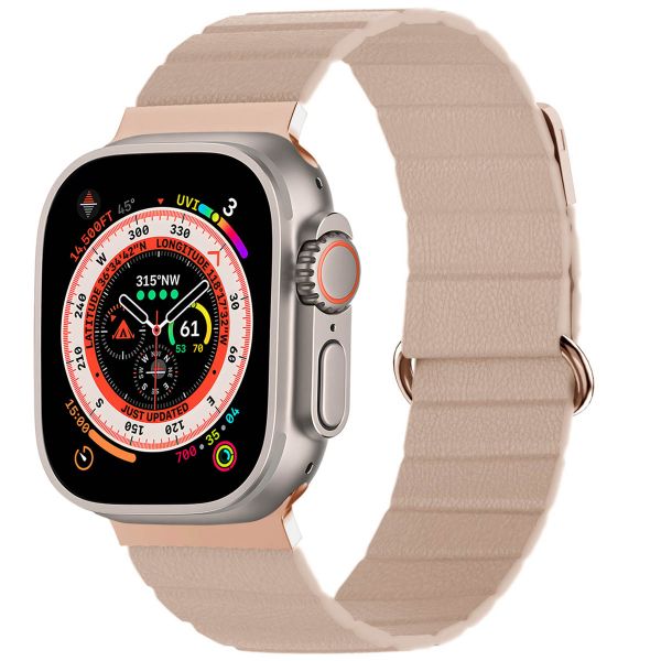 imoshion Magnetisch lederen bandje Apple Watch Series 1-10 / SE / Ultra (2) - 42/44/45/46/49 mm - Beige