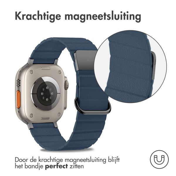 imoshion Magnetisch lederen bandje Apple Watch Series 1-10 / SE / Ultra (2) - 42/44/45/46/49 mm - Blauw