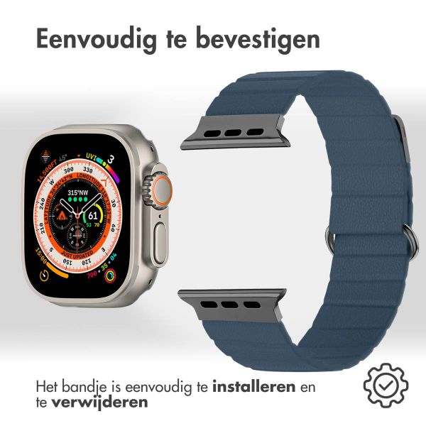 imoshion Magnetisch lederen bandje Apple Watch Series 1-10 / SE / Ultra (2) - 42/44/45/46/49 mm - Blauw