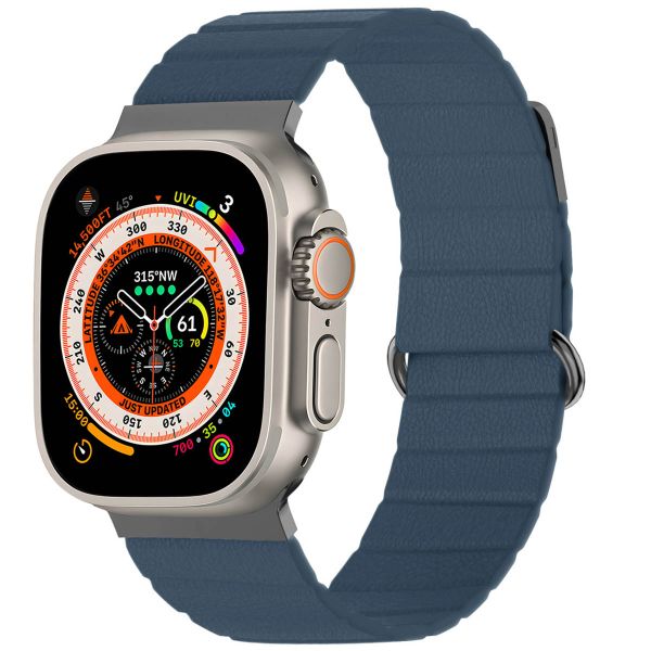 imoshion Magnetisch lederen bandje Apple Watch Series 1-10 / SE / Ultra (2) - 42/44/45/46/49 mm - Blauw