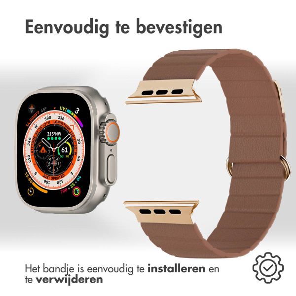 imoshion Magnetisch lederen bandje Apple Watch Series 1-10 / SE / Ultra (2) - 42/44/45/46/49 mm - Bruin