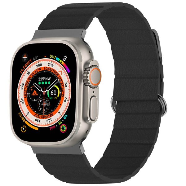 imoshion Magnetisch lederen bandje Apple Watch Series 1-10 / SE / Ultra (2) - 42/44/45/46/49 mm - Zwart