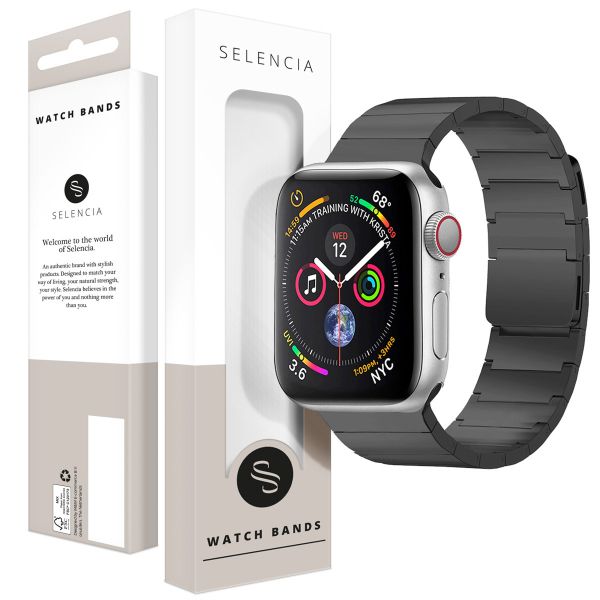 Selencia Stalen magnetisch bandje Apple Watch Series 1-9 / SE - 38/40/41 mm / Series 10 - 42 mm - Zwart