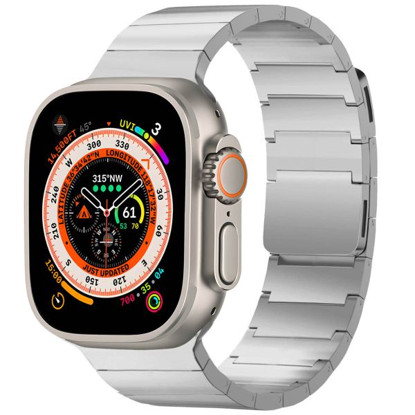 Selencia Stalen magnetisch bandje Apple Watch Series 1-10 / SE / Ultra (2) - 42/44/45/46/49 mm - Zilver