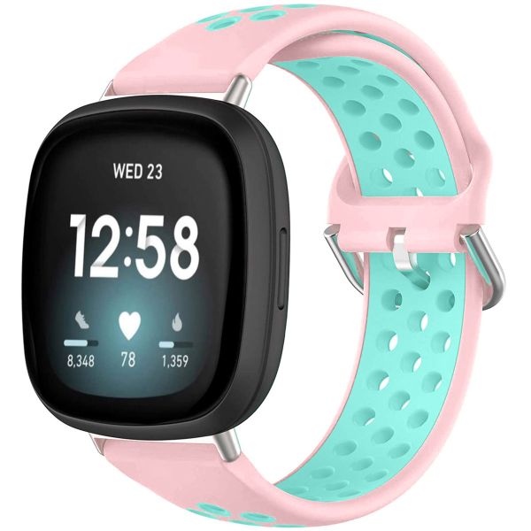 imoshion Siliconen sport bandje Fitbit Versa 4 / 3 / Sense (2) - Roze / Mintgroen