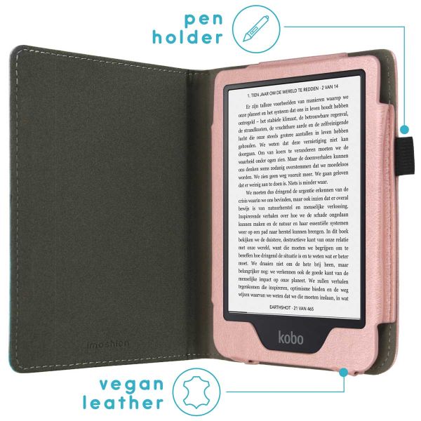 imoshion Vegan Leather Bookcase Kobo Clara 2E / Tolino Shine 4 - Rosé Goud