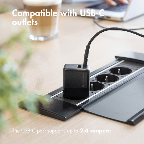 imoshion Wall Charger met USB-C naar USB-C kabel - Oplader - Gevlochten textiel - 20 Watt - 2 meter - Zwart