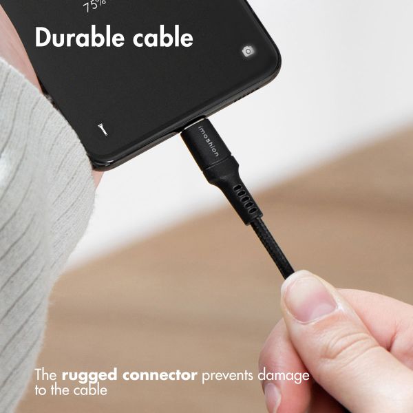 imoshion Wall Charger met USB-C naar USB kabel - Oplader - Gevlochten textiel - 20 Watt - 0,5 meter - Zwart